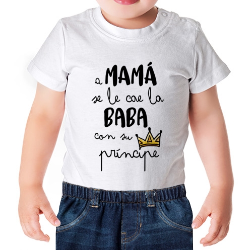 camiseta algodon manga corta dia de la madre regalo mama se le cae la baba con su principe 3 - Camiseta bebé príncipe de mamá