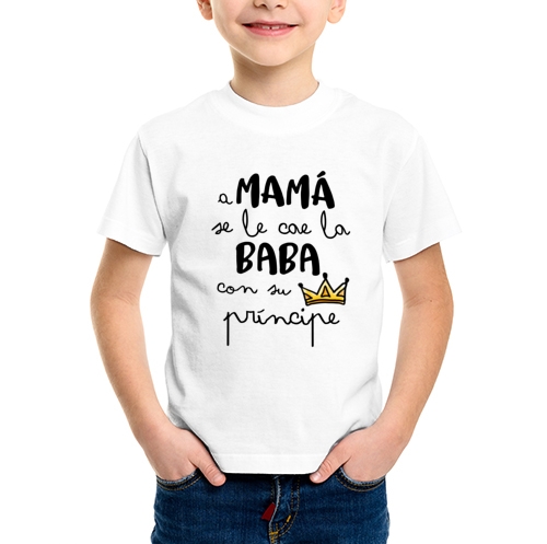 camiseta algodon manga corta dia de la madre regalo mama se le cae la baba con su principe - Camiseta Príncipe de mamá