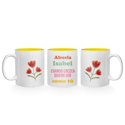 taza ceramica desayuno dia de la madre regalo personalizado abuela flores - Taza abuela flores