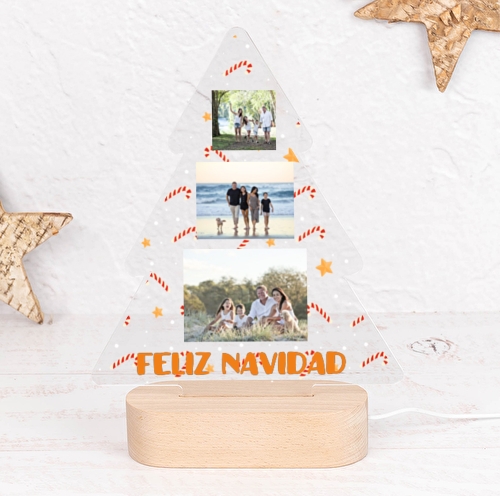 lampara 3d personalizada arbol navidad casa decoracion fiestas ilumina papa noel reyes magos regalos bastones caramelo - Lámpara bastones
